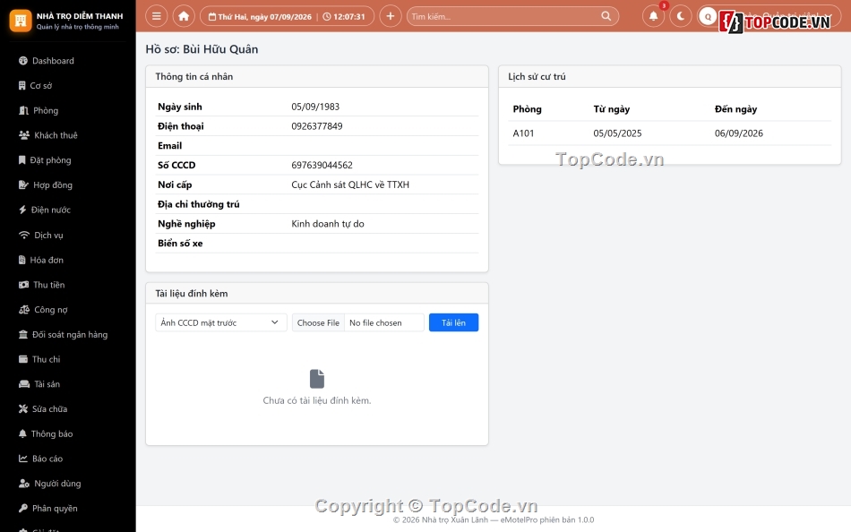 Source PHP,Quản lý nhà trọ,SQL